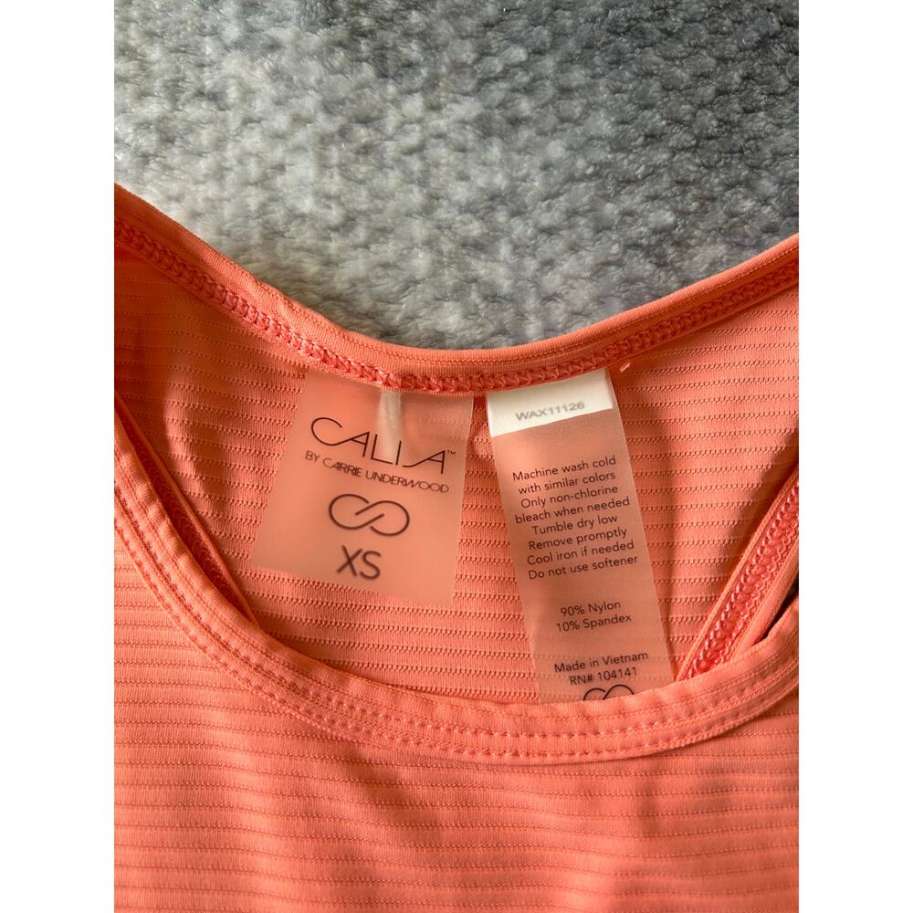 Calia Striped Racerback Side Slit Coral Tank Top Oversized Nylon Spandex Size XS - Picture 5 of 7